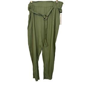 NWT Urban Rebel Front Tie High Waist Pant Women’s L Sage Green Minimalist Preppy